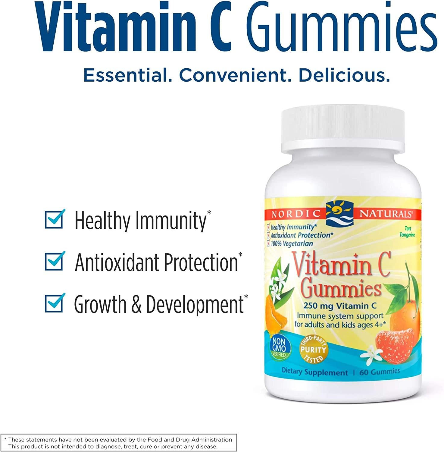 Nordic Naturals Vitamin C Gummies – Tart Tangerine – 250 mg – 60 Gummies by Top Vita Shop