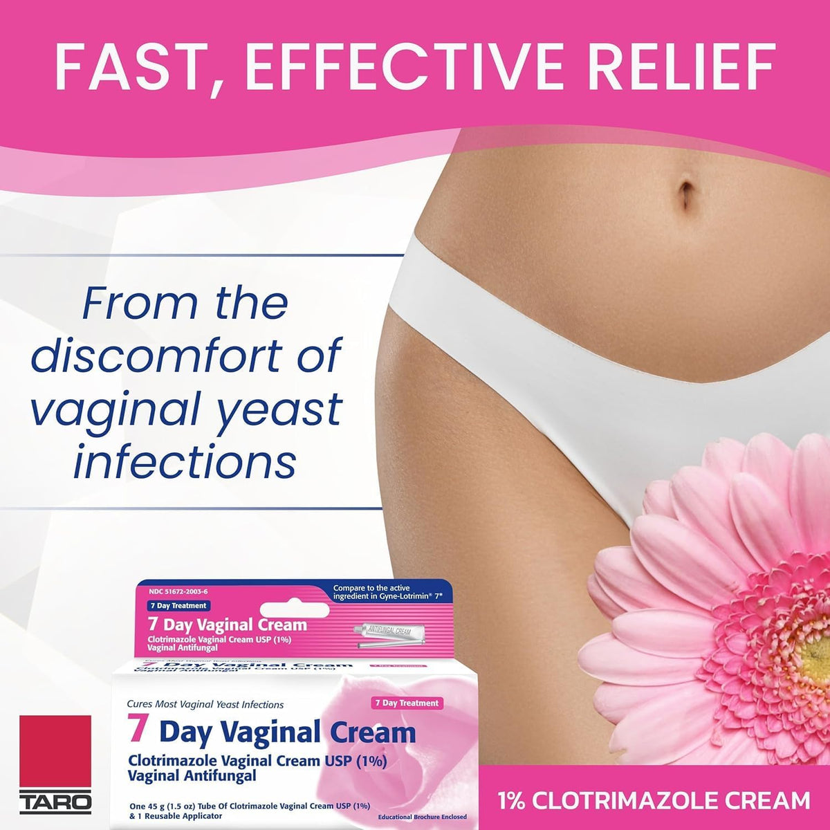 Taro Clotrimazole 7 Day Vaginal Cream Antifungal Treatmetn (1.5 oz)  DestGlow