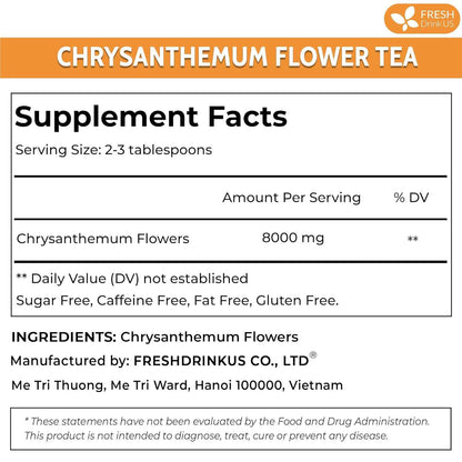 Premium Chrysanthemum Flowers, Chrysanthemum Herbal Tea, No Additives, No Caffeine, Vegan