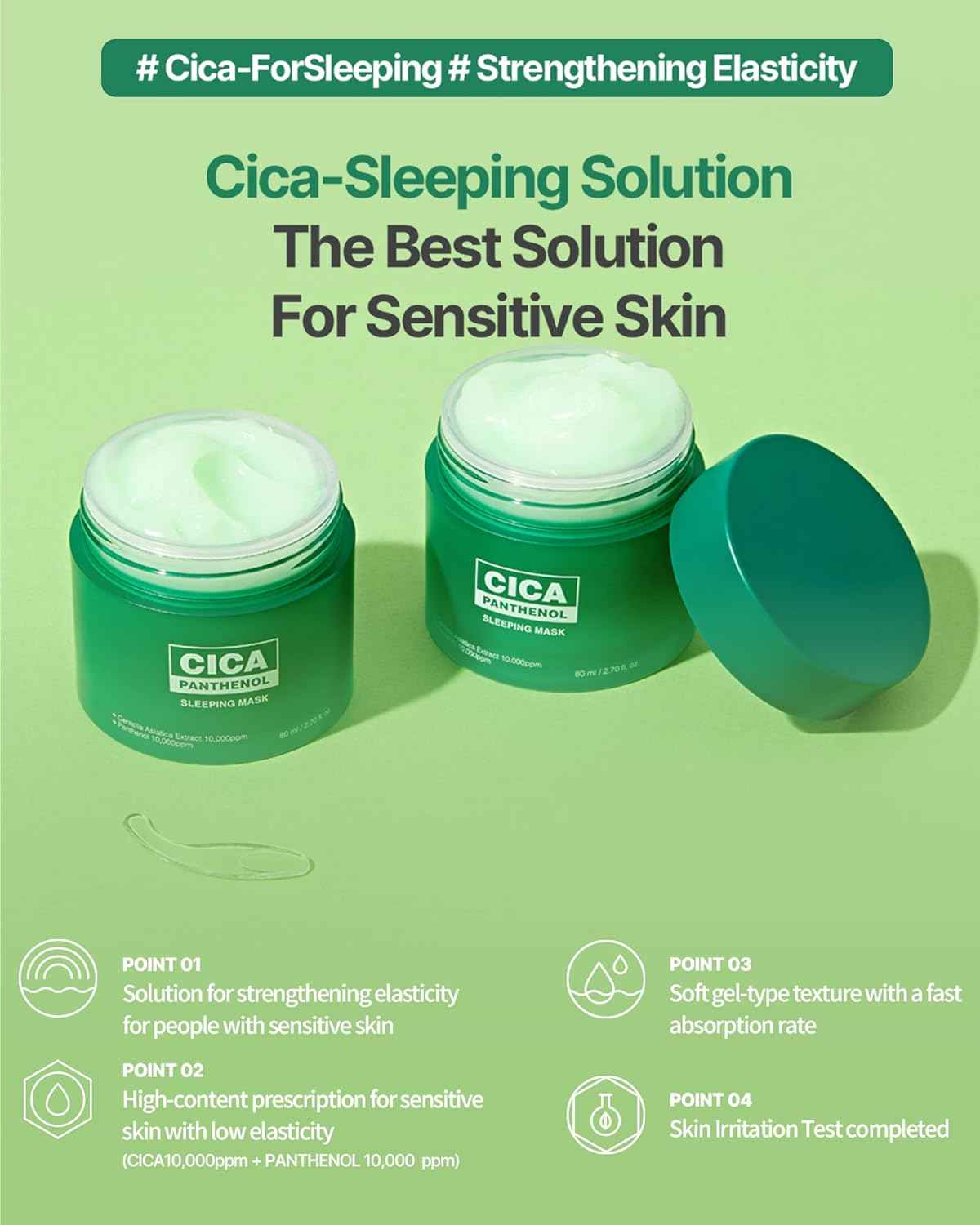 CICA Panthenol Moisturizing Cream | Overnight Face Cream | Soothing, Moisturizing, and Hydrating Facial Mask with Hyaluronic Acid | Korean Skin Care Overnight Moisturizer | 2.70 Fl Oz
