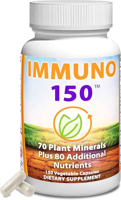 Immuno150 Immune Support Supplement, 150 Vegetable Capsules - Immunity Boost Packed with 70 Trace Minerals, 13 Essential Vitamins, Antioxidants, Herbs &amp; Amino Acids - Immune System Booster for Adults