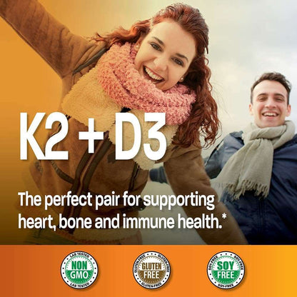 Bronson Vitamin K2 (MK7) with D3 Supplement Non-GMO Formula 5000 IU Vitamin D3 &amp; 90 mcg Vitamin K2 MK-7 Easy to Swallow Vitamin D &amp; K Complex, 120 Capsules by NutritionAdvice