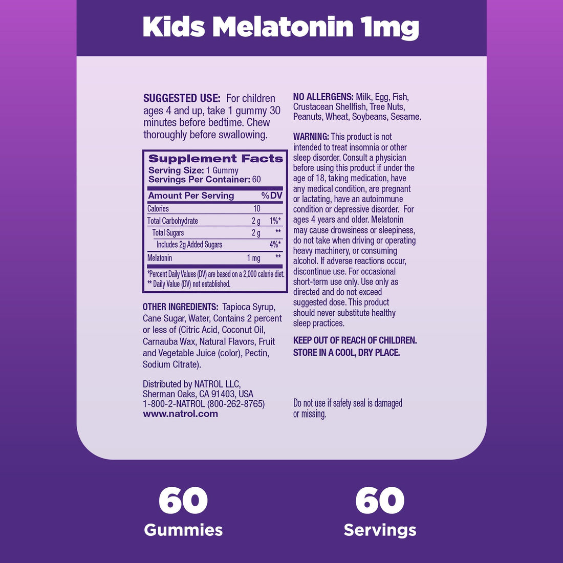 Natrol Kids Melatonin Gummies 1mg – Raspberry – 60 Count by Top Vita Shop