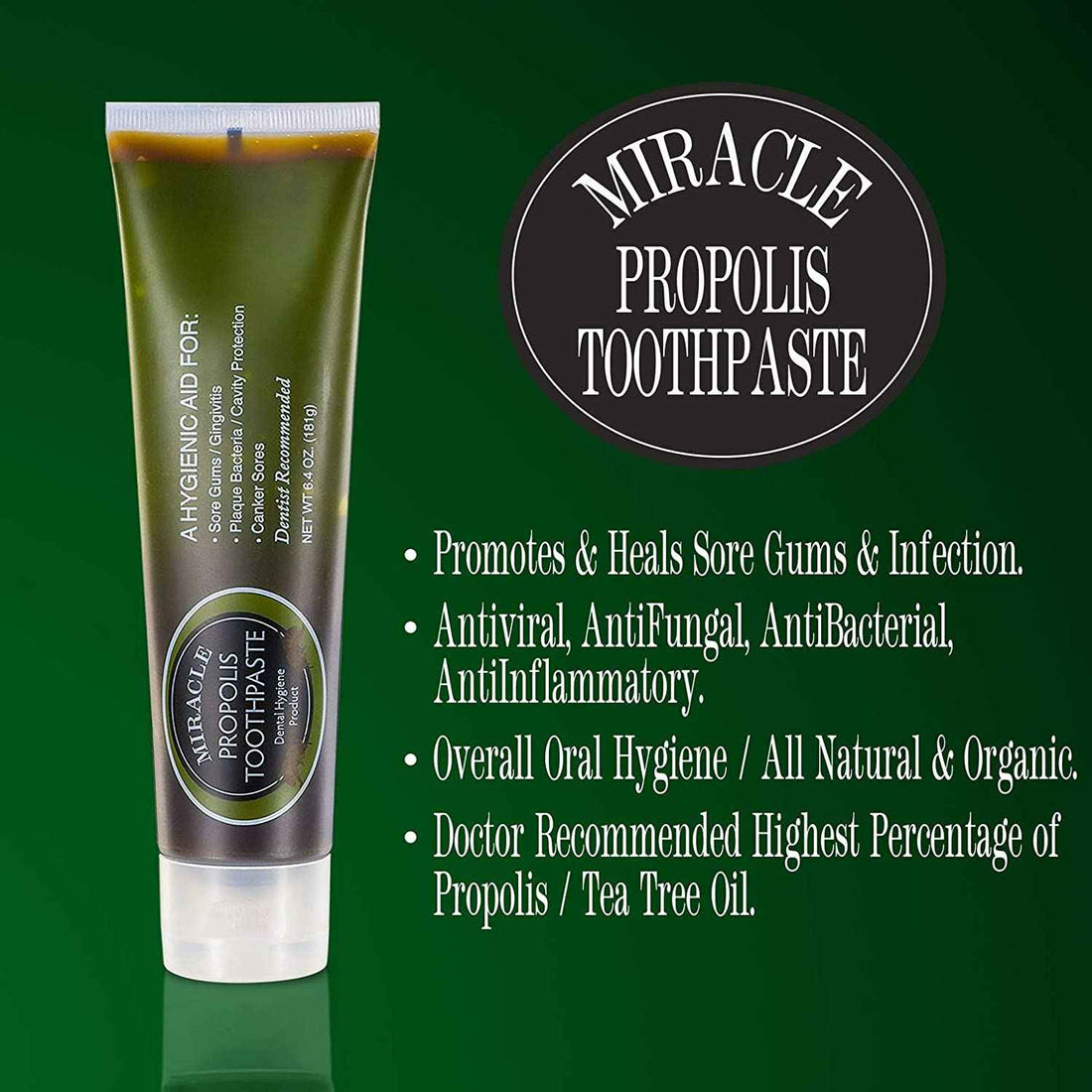 Two Pack of Natural Toothpaste Containing Propolis and Tea Tree Oil