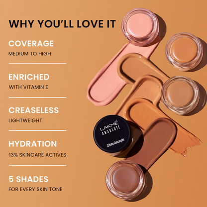 Lakme Unreal Cover Creme Concealer Lightweight &amp; Hydrating - Sand