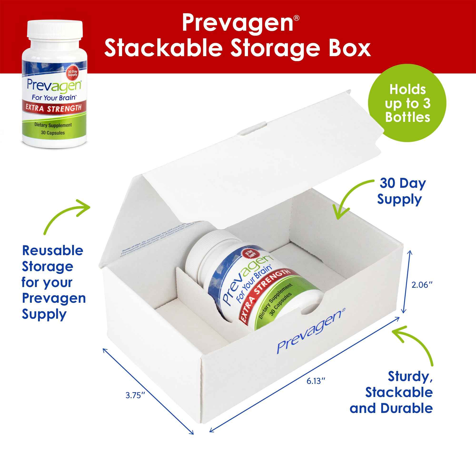 Prevagen Extra Strength 20mg, 60 Capsules with Apoaequorin &amp; Vitamin D with Attractive and Stackable Prevagen Storage Box