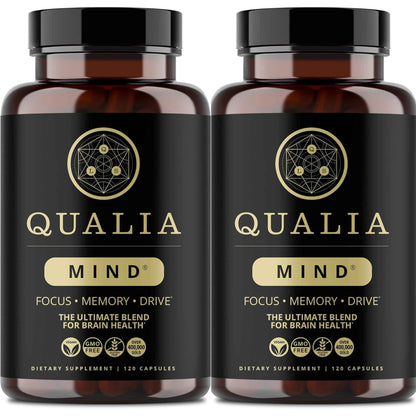 QUALIA MIND | The Ultimate Blend For Brain Health* | Doctor-Formulated Nootropic To Fuel Focus &amp; Concentration* | Supports Long Term Brain Health| Maintain Drive &amp; Productivity | 2 Month Supply