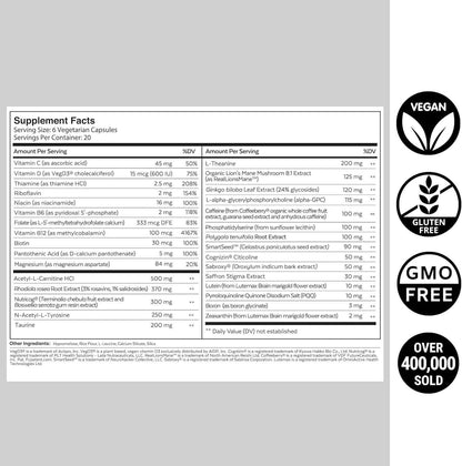 QUALIA MIND | The Ultimate Blend For Brain Health* | Doctor-Formulated Nootropic To Fuel Focus &amp; Concentration* | Supports Long Term Brain Health| Maintain Drive &amp; Productivity | 2 Month Supply