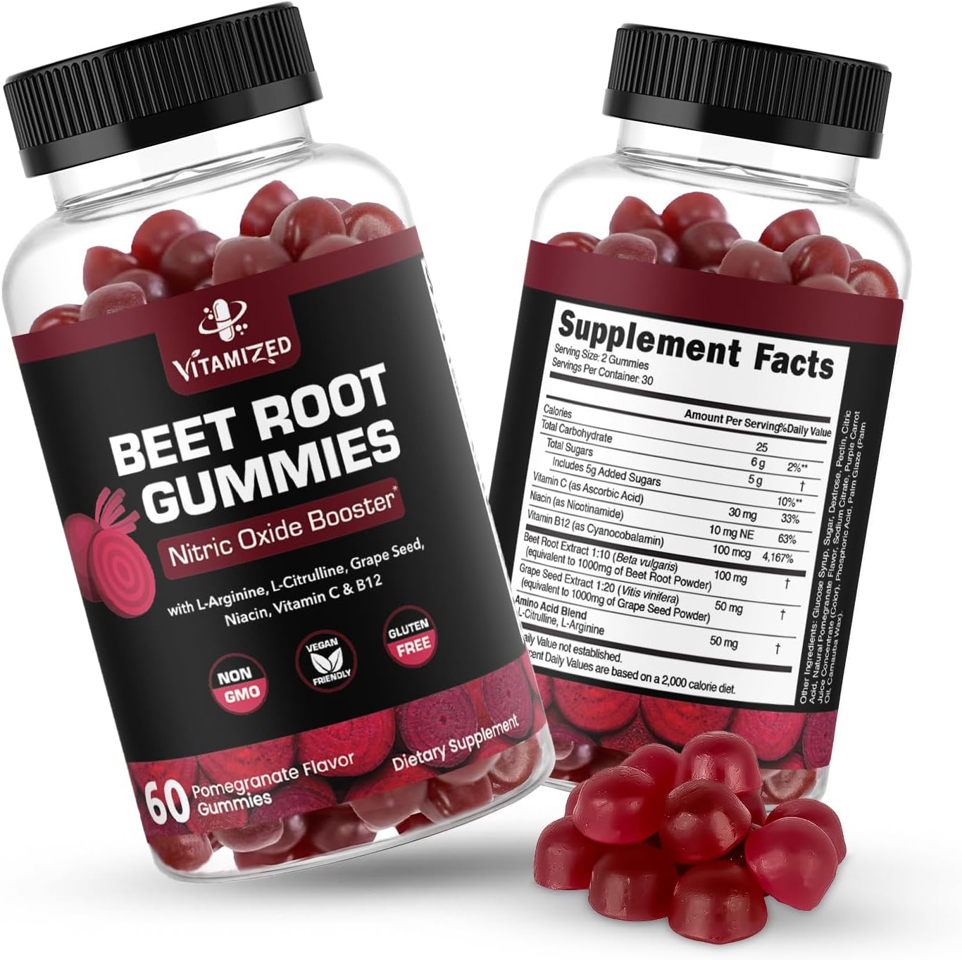 VITAMIZED Beetroot Gummies 1000mg - Nitric Oxide Supplement by The VITAMIZED Shop