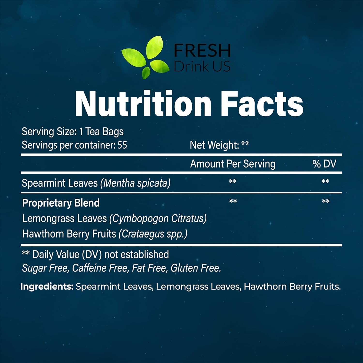 Premium Better Sleep Herbal Tea | Special Herbal Sleep Tea, Caffeine-Free Loose Leaf Blend with Spearmint Leaves, Lemongrass Leaves, and Hawthorn Berry – Naturally Refreshing and Aromatic. by FreshDrinkUS - Natural and Premium Herbal Tea
