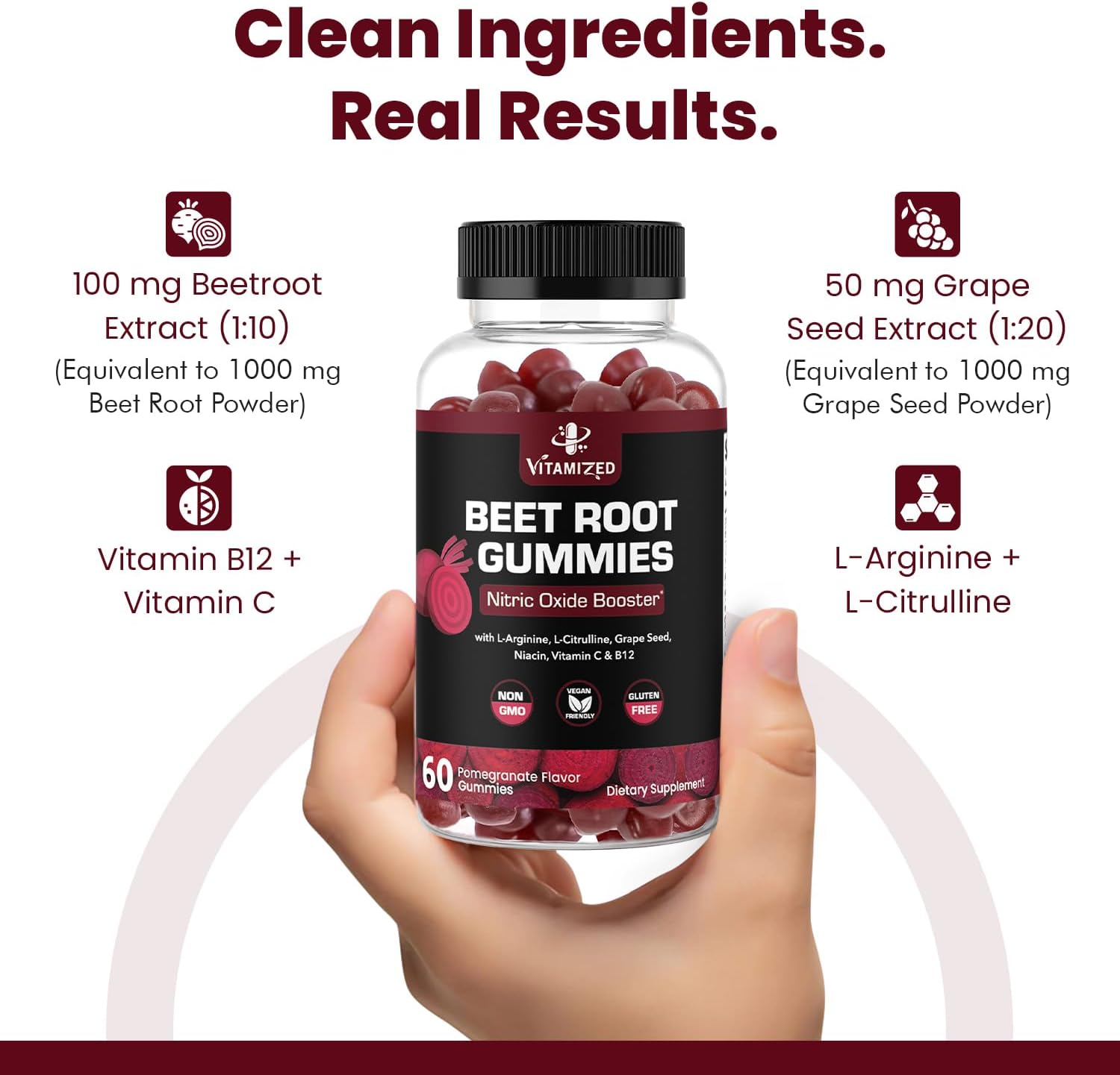 VITAMIZED Beetroot Gummies 1000mg - Nitric Oxide Supplement by The VITAMIZED Shop