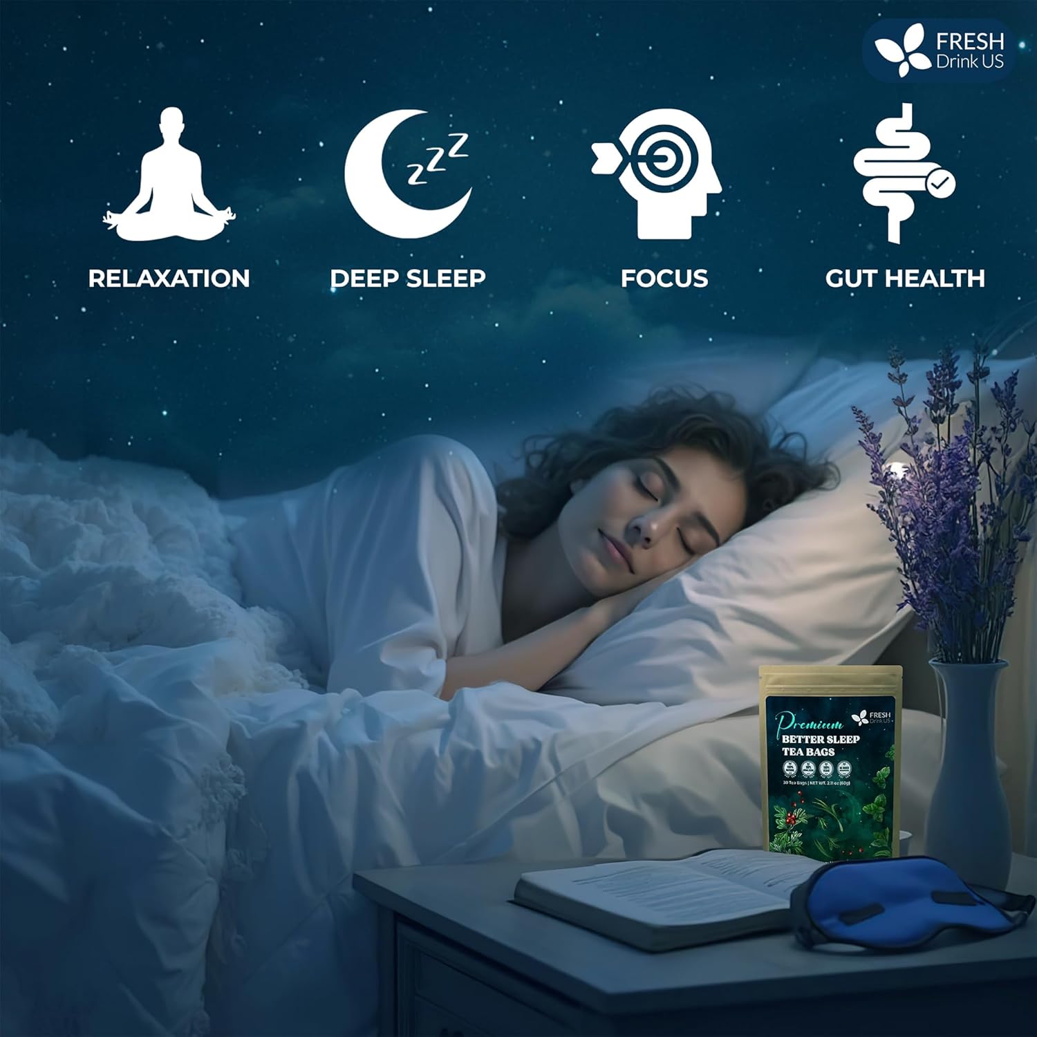 Premium Better Sleep Herbal Tea | Special Herbal Sleep Tea, Caffeine-Free Loose Leaf Blend with Spearmint Leaves, Lemongrass Leaves, and Hawthorn Berry – Naturally Refreshing and Aromatic. by FreshDrinkUS - Natural and Premium Herbal Tea
