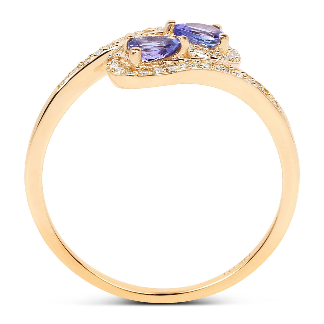0.42 Carat Genuine Tanzanite and White Diamond 14K Yellow Gold Ring by Bids.com