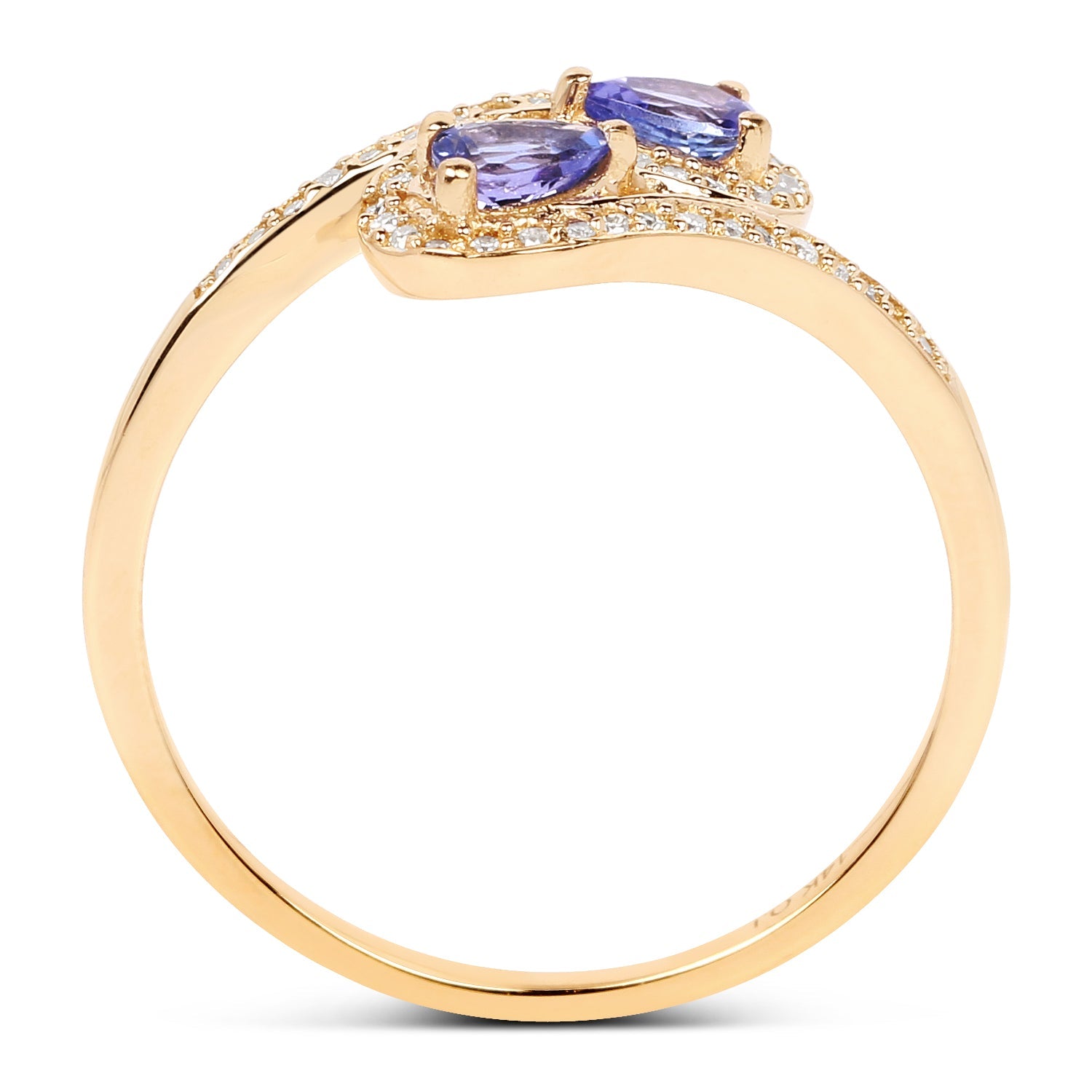 0.42 Carat Genuine Tanzanite and White Diamond 14K Yellow Gold Ring by Bids.com
