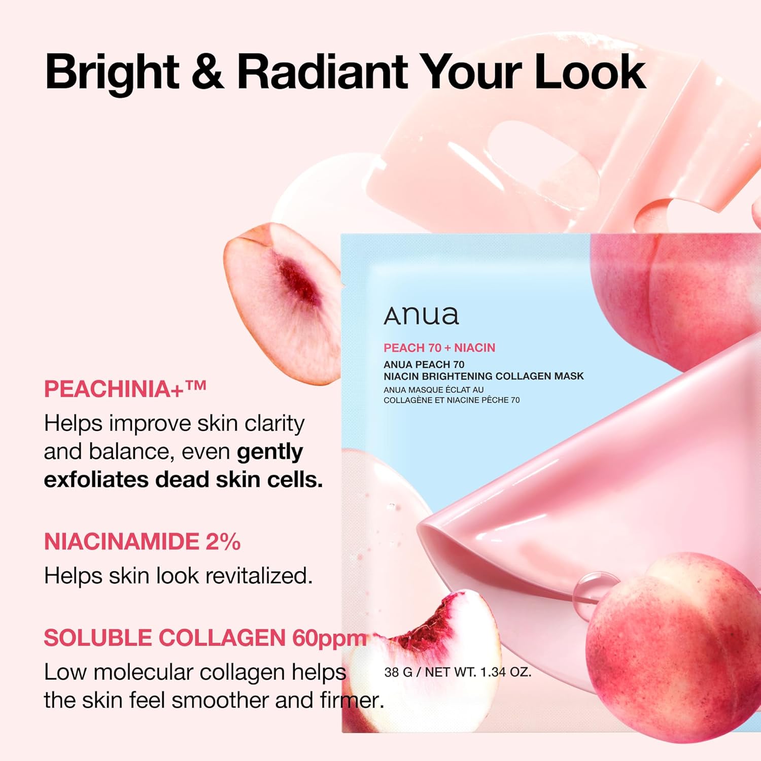 ANUA Peach 70 Niacin Brightening Collagen Mask by AsiaBeautyMall