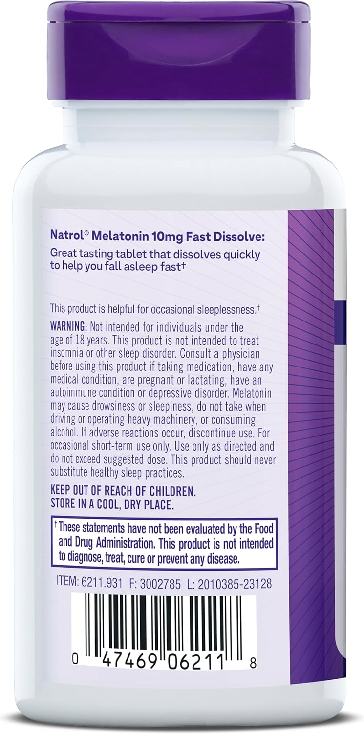 Natrol Melatonin Fast Dissolve Tablets 10mg – Strawberry – 60 Count by Top Vita Shop