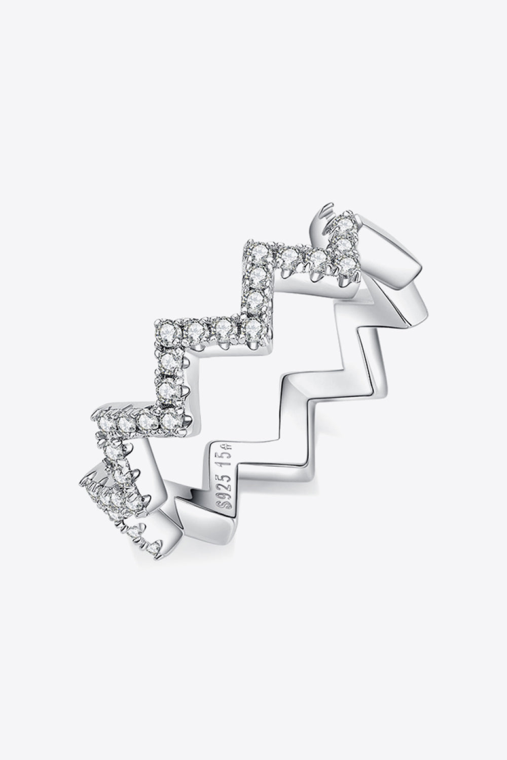 Sparkala™ Wavy Band Ring (Platinum Over Pure Sterling Silver) by Sparkala