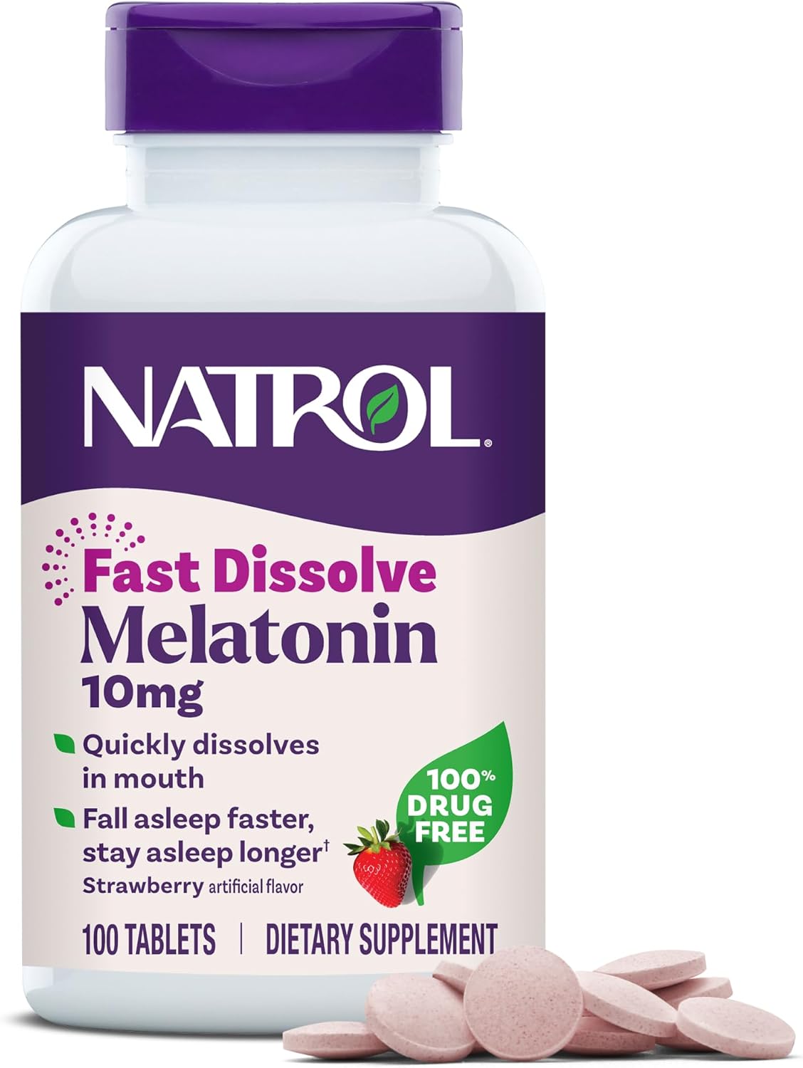 Natrol Melatonin Fast Dissolve Tablets 10mg – Strawberry – 100 Count by Top Vita Shop
