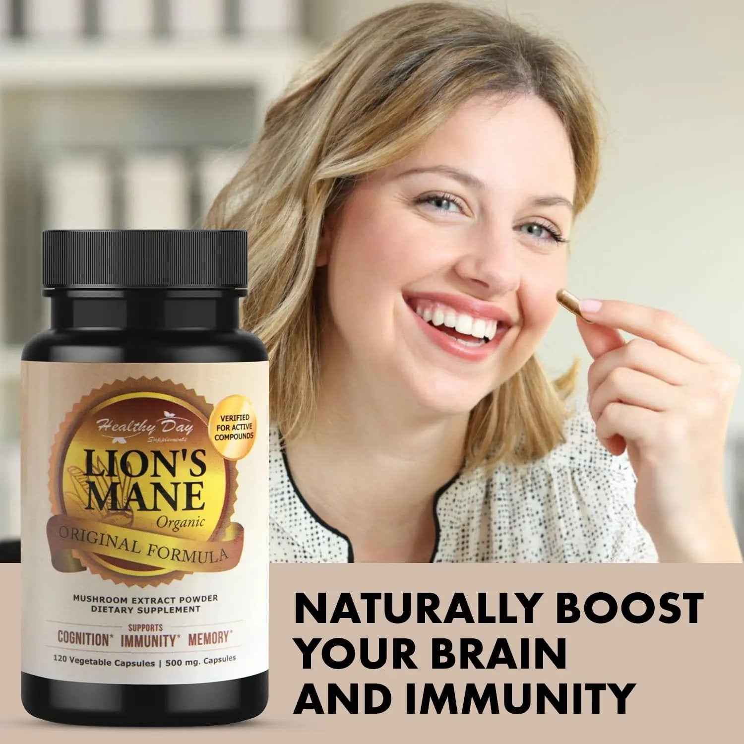 Lion’s Mane Mushroom Capsules – Supports Focus, Memory &amp; Mental Clarity