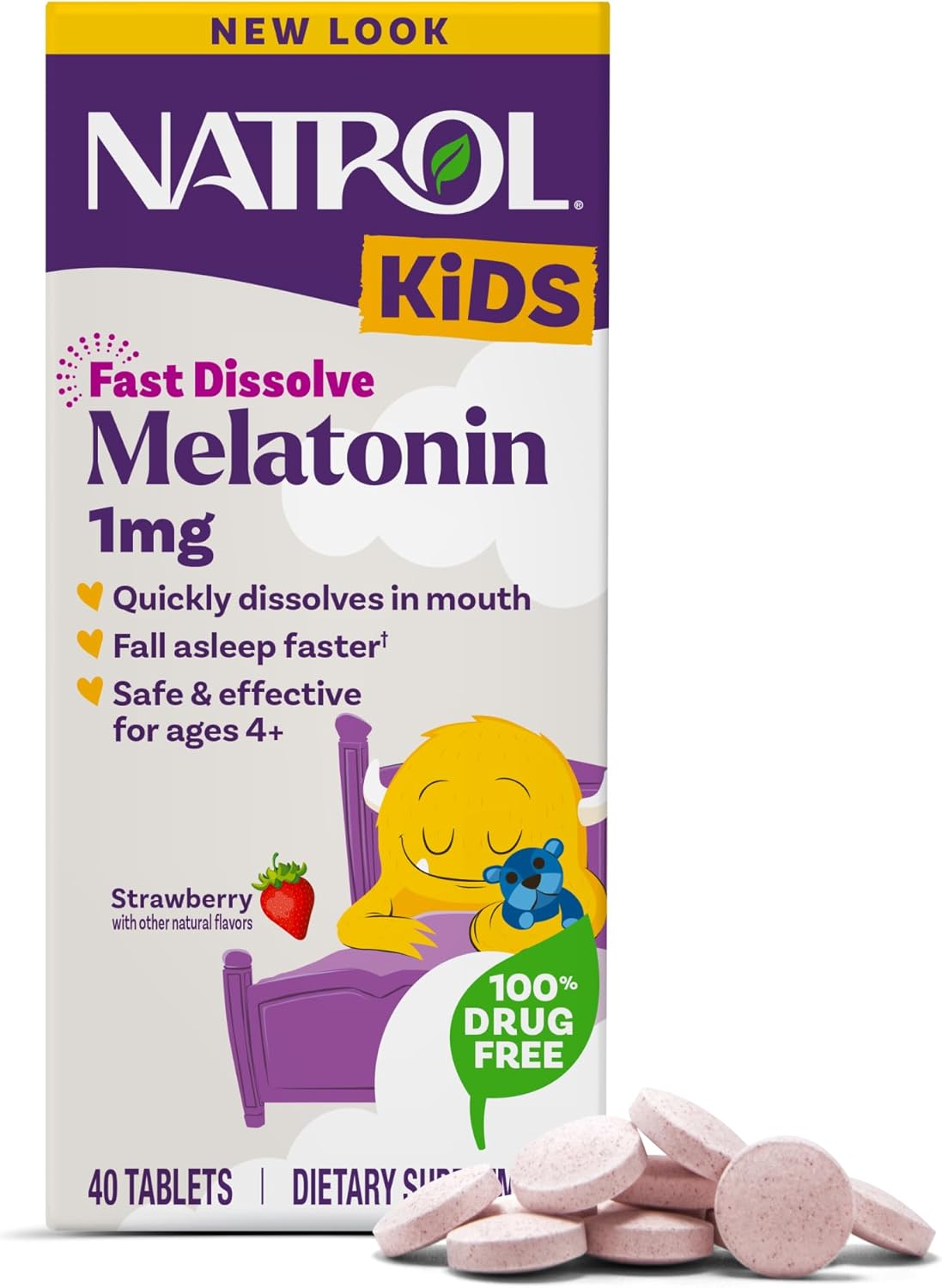 Natrol Kids Melatonin Fast Dissolve Tablets 1mg – Strawberry – 40 Count by Top Vita Shop