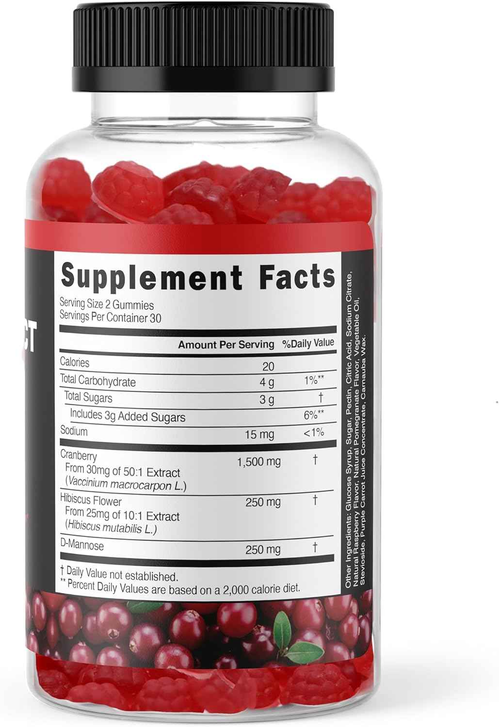 Powerful Cranberry Gummies 1500mg with D-Mannose - Urinary Tract Health - Fast-Acting Bladder Support Supplement - 60 Count