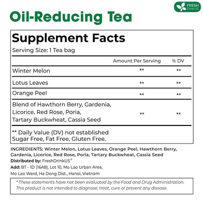 Oil Reducing Tea, Oil Cleansing for Liver, 10 Herbal Ingredients, Traditional Recipe Tea for Liver, 100% Natural, Easy Brewing, Steep Repeatedly (Tea Bags/ Tea Packs)