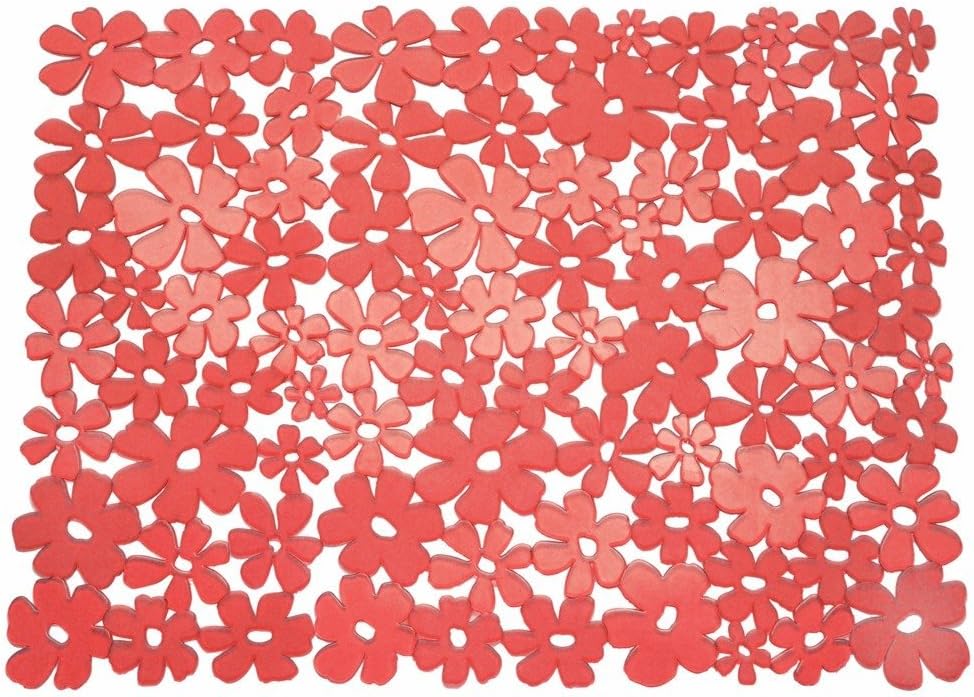 iDesign Blumz Floral Red Flexible Plastic Large Sink Protector Mat 12.5in x 16in 