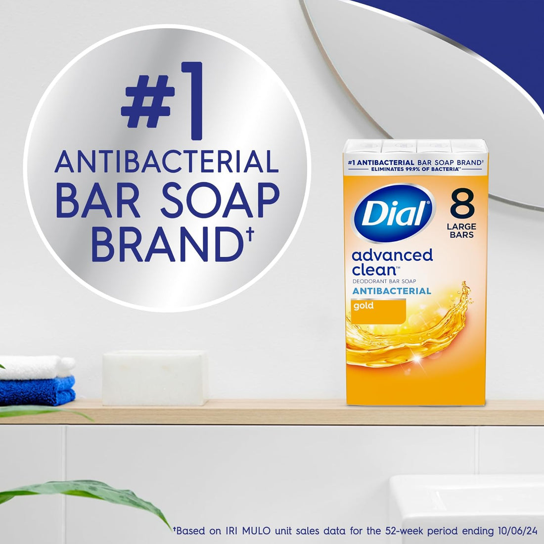 Dial Antibacterial Bar Soap, Advanced Clean Gold, 4 Oz, 8 Bars  DestGlow