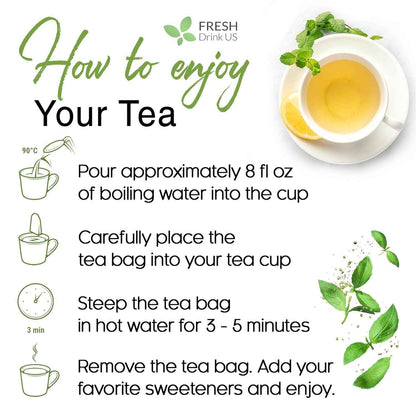 Premium Lemon Balm Leaf Tea Bags, 100% Natural &amp; Pure from Lemon Balm Leaves. Loose Leaf Lemon Balm Herbal Tea. Lemon Balm Leaf Tea. No Sugar, No Caffeine, No Gluten, Vegan.