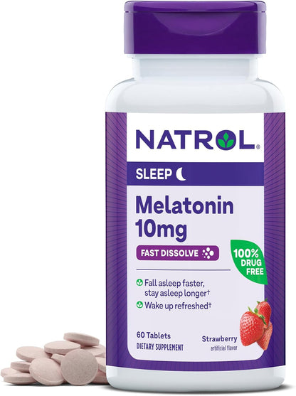Natrol Melatonin Fast Dissolve Tablets 10mg – Strawberry – 60 Count by Top Vita Shop