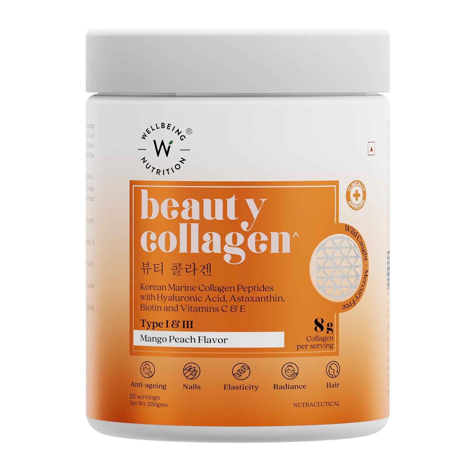 Wellbeing Nutrition Beauty Korean Marine Collagen Peptides-Mango Peach Flavor