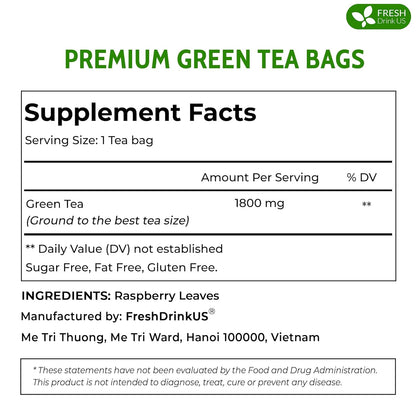 Premium Green Tea Bags, 100% Natural &amp; Pure from Green Tea. Green Herbal Tea. No Sugar, No Gluten, Vegan