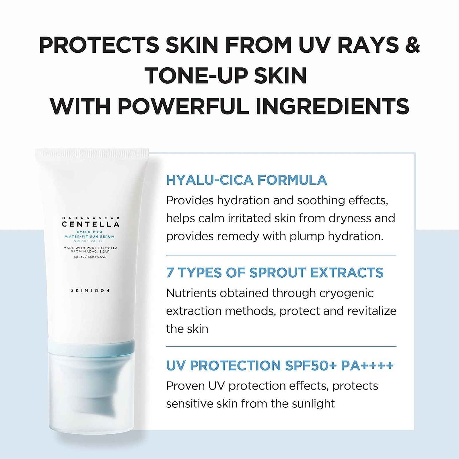 SKIN1004 Madagascar Centella Hyalu-Cica Water-Fit Sun Serum SPF50+ PA++++ (2-Pack)