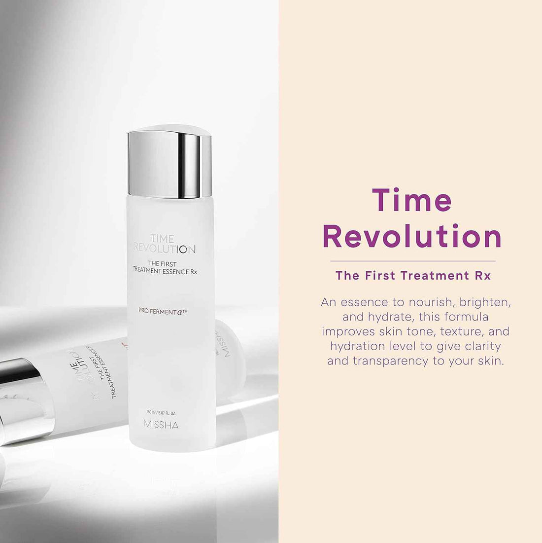 Time Revolution the First Essence RX (4Th Gen) 5.07 Fl Oz/150Ml, Korean Face Essence, Hydrating Facial Toner, Skin Smoothing &amp; Ph Balancing Toner for All Skin Types