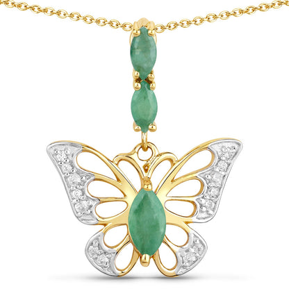 0.72 Carat Genuine Emerald and White Zircon .925 Sterling Silver Pendant by Bids.com