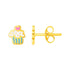 14k Yellow Gold and Enamel Cupcake Stud Earrings  DestGlow