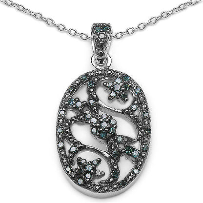 0.28 Carat Genuine Blue Diamond .925 Sterling Silver Pandent by Bids.com