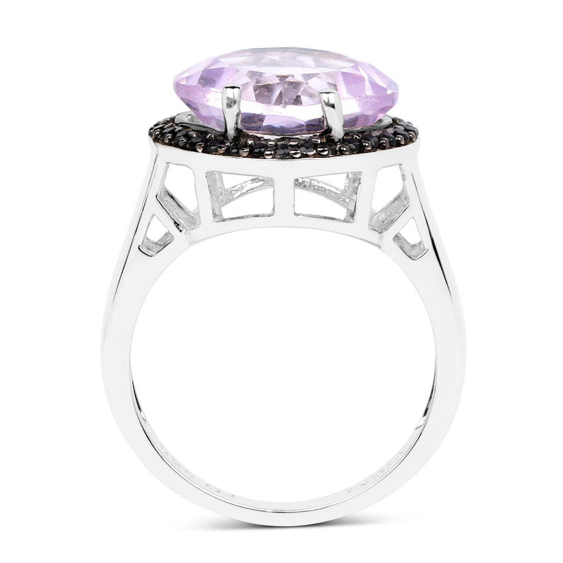 5.50 Carat Genuine Pink Amethyst &amp; Black Spinel .925 Sterling Silver Ring by Bids.com