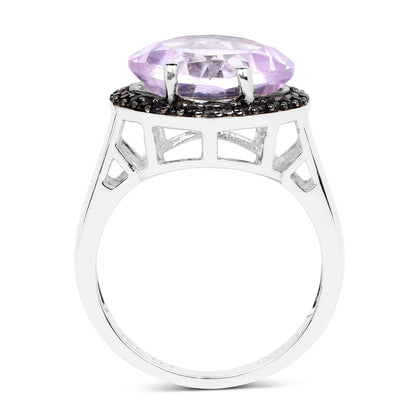 5.50 Carat Genuine Pink Amethyst &amp; Black Spinel .925 Sterling Silver Ring by Bids.com