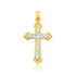 14k Two Tone Gold Diamond Cut Cross Pendant  DestGlow
