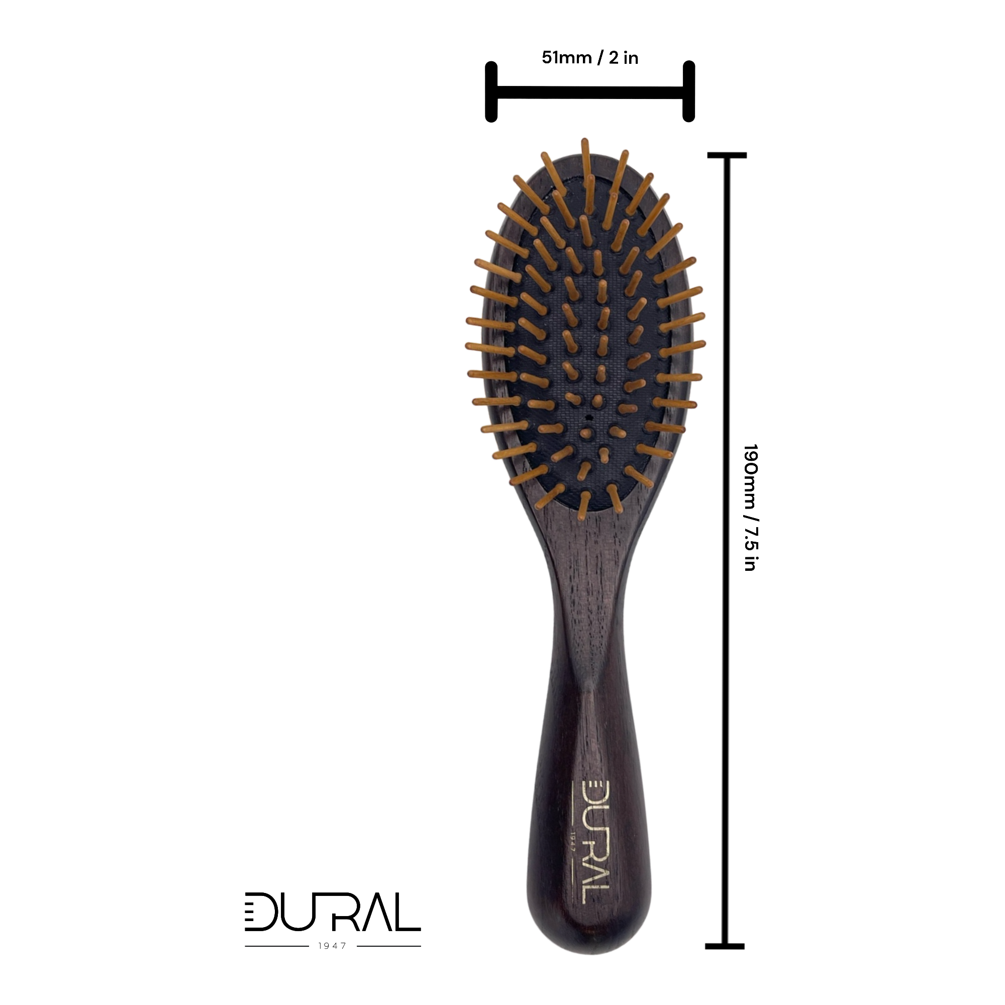 Dural ash wood, rubber cushion Hair Brush with wooden pins by Pasteur Pharmacy