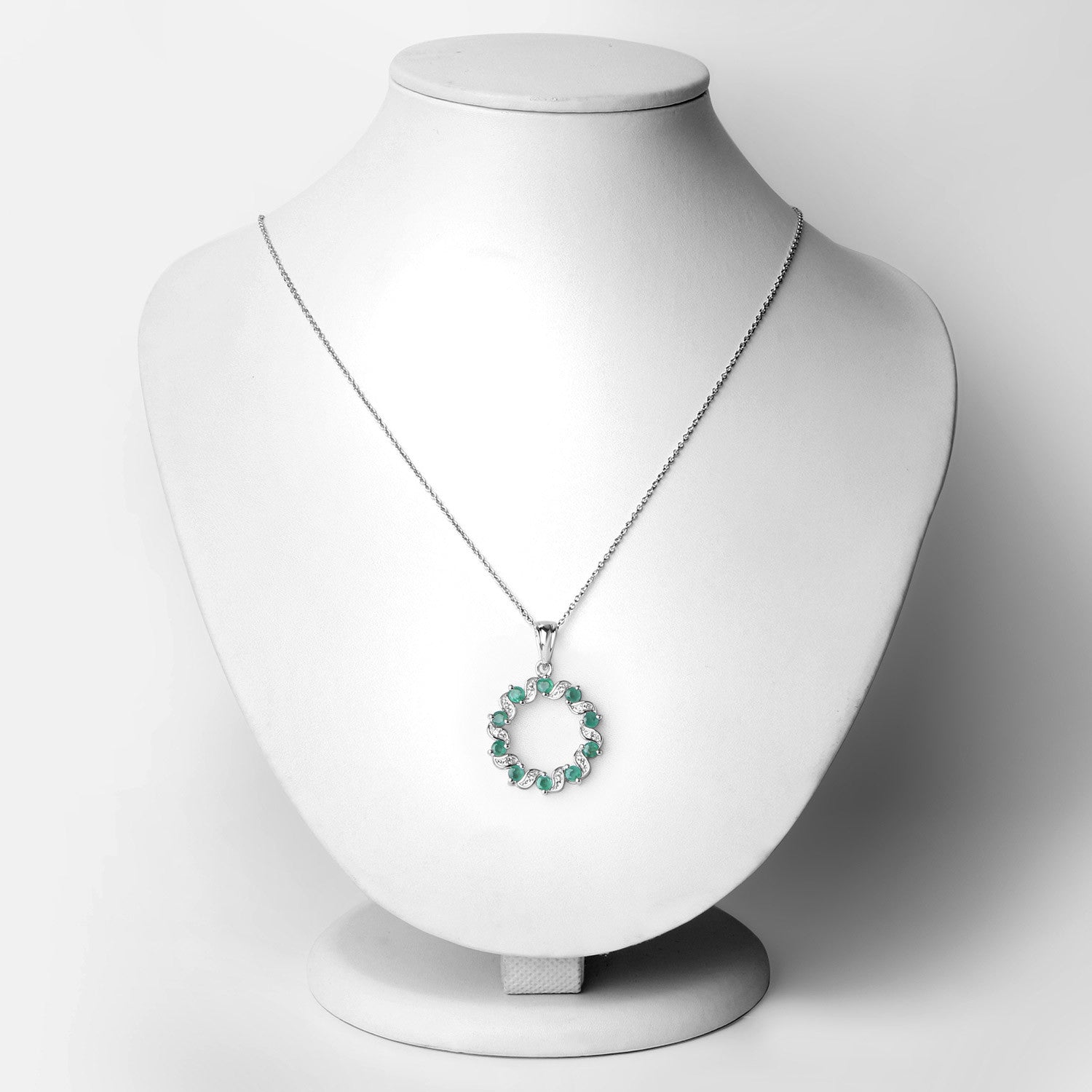1.10 Carat Genuine Emerald and White Topaz .925 Sterling Silver Pendant  DestGlow