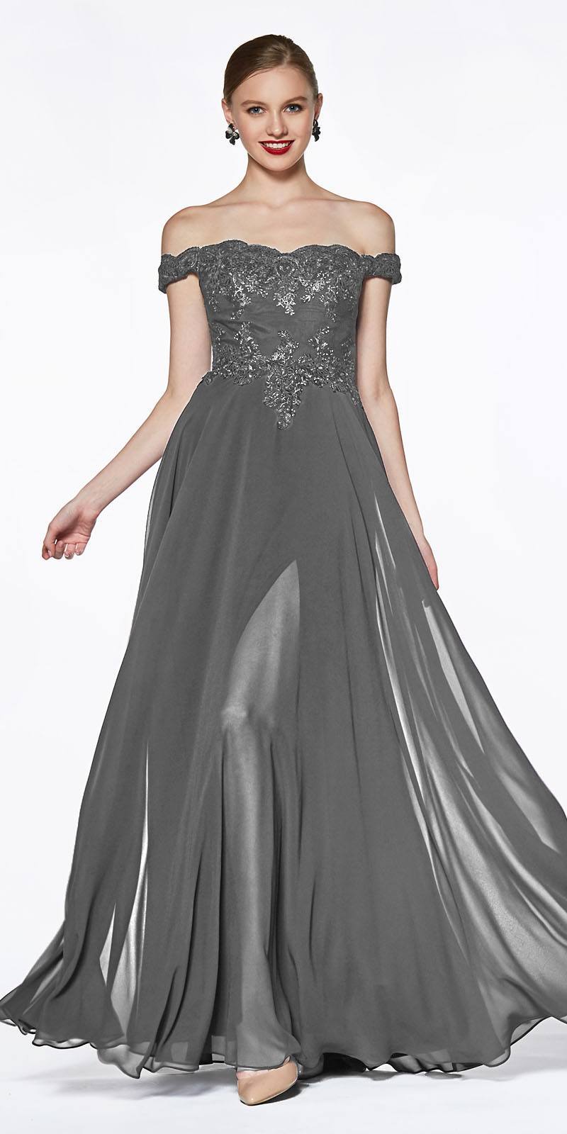 Cinderella Divine 7258 Off The Shoulder Long Gown by DiscountDressShop
