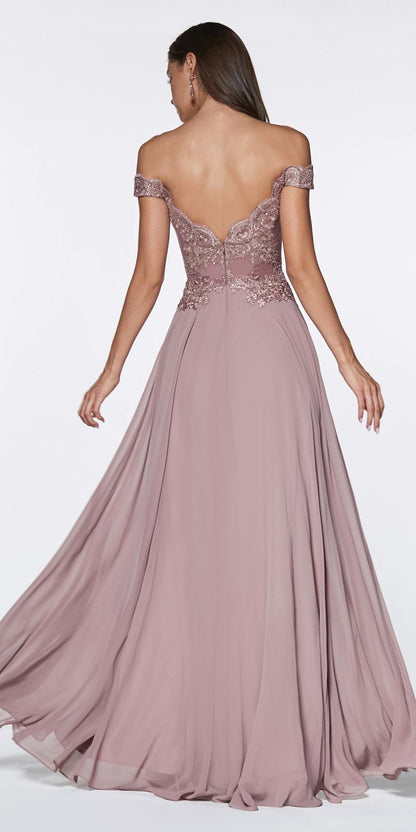 Cinderella Divine 7258W Off The Shoulder Long Gown by DiscountDressShop