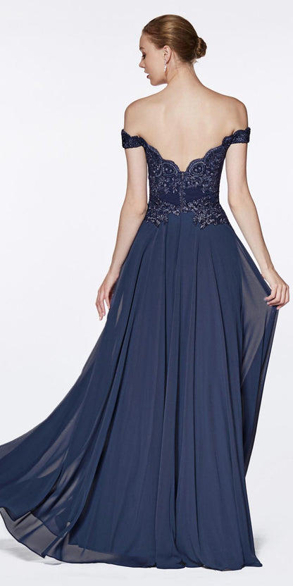 Cinderella Divine 7258W Off The Shoulder Long Gown by DiscountDressShop