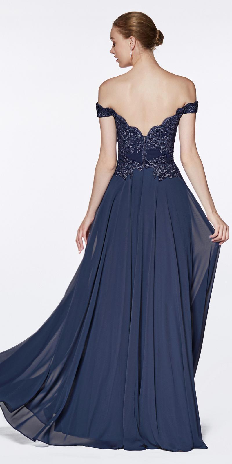 Cinderella Divine 7258 Off The Shoulder Long Gown by DiscountDressShop