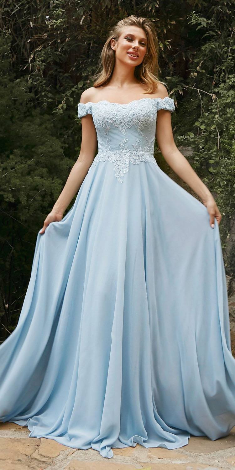 Cinderella Divine 7258 Off The Shoulder Long Gown by DiscountDressShop