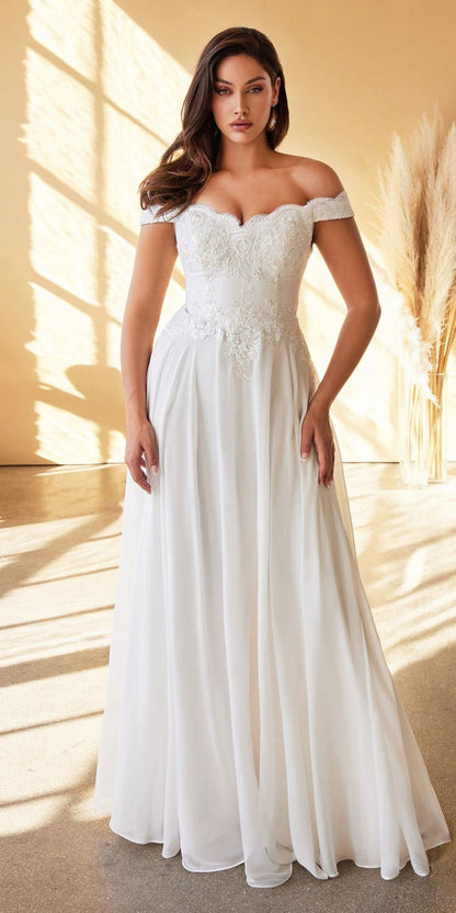 Cinderella Divine 7258W Off The Shoulder Long Gown by DiscountDressShop