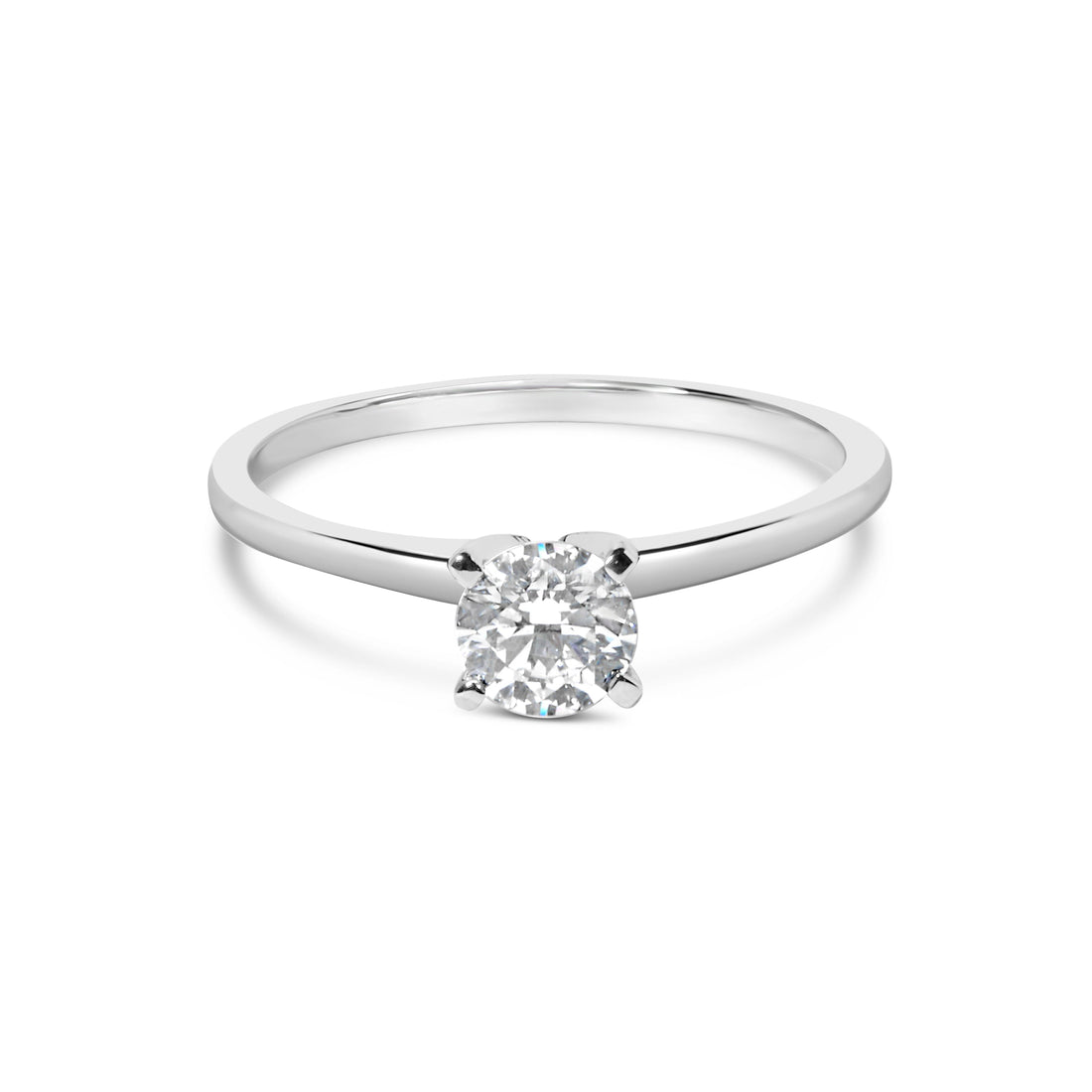14K White Gold 1/2 Cttw Round Lab Grown Diamond 4 Prong Solitaire Engagement Ring (F-G Color, VS2-SI1 Clarity) - Size 7 by Bids.com