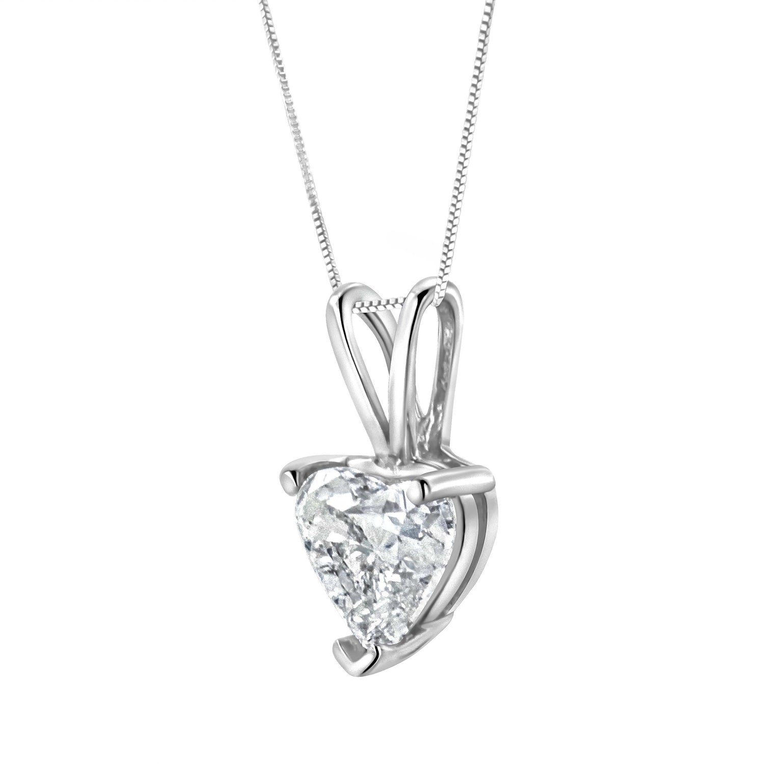 14K White Gold 3/8 Cttw Heart-Shaped Diamond Classic Solitaire 18" Pendant Necklace (H-I Color, VS2-SI1 Clarity) by Bids.com